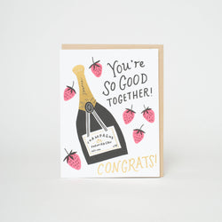 Wedding Congrats Champagne Letterpress Greeting Card