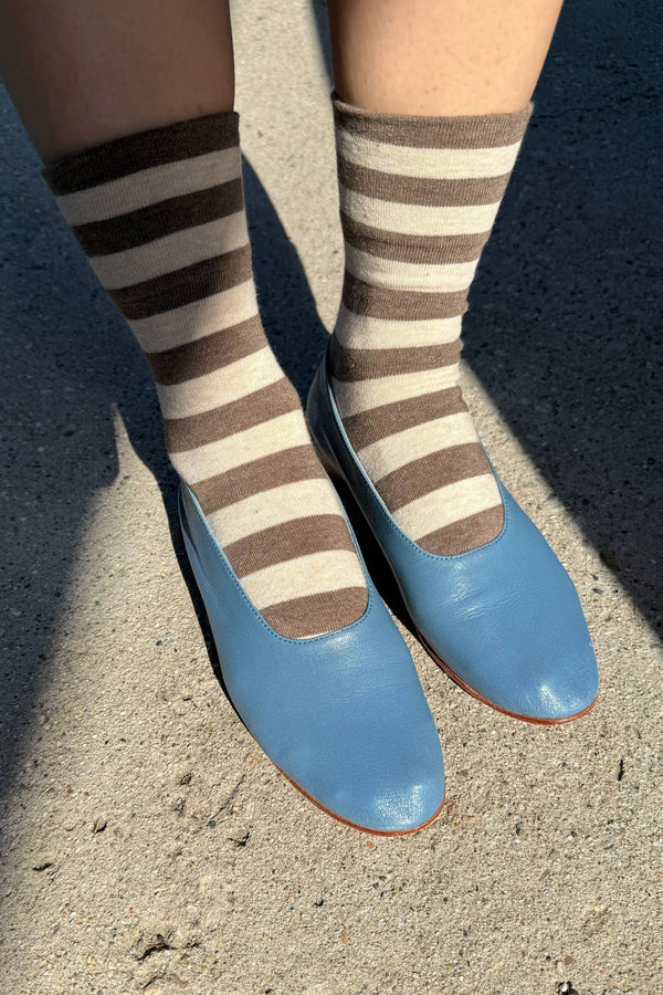 Wally Socks: Wide / Brown Stripe