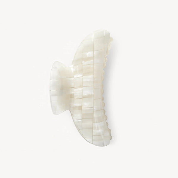 Machete Grande large hair claw clip white shell Italian acetate Made in Italy boutique boston sowa gift shop

