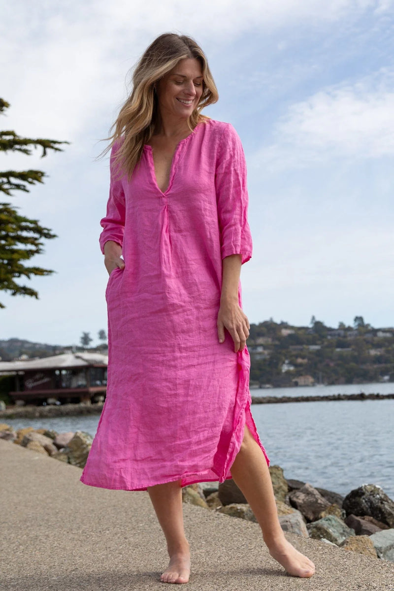 CP Shades Kat Linen Dress Hot Pink Stitch and Tickle