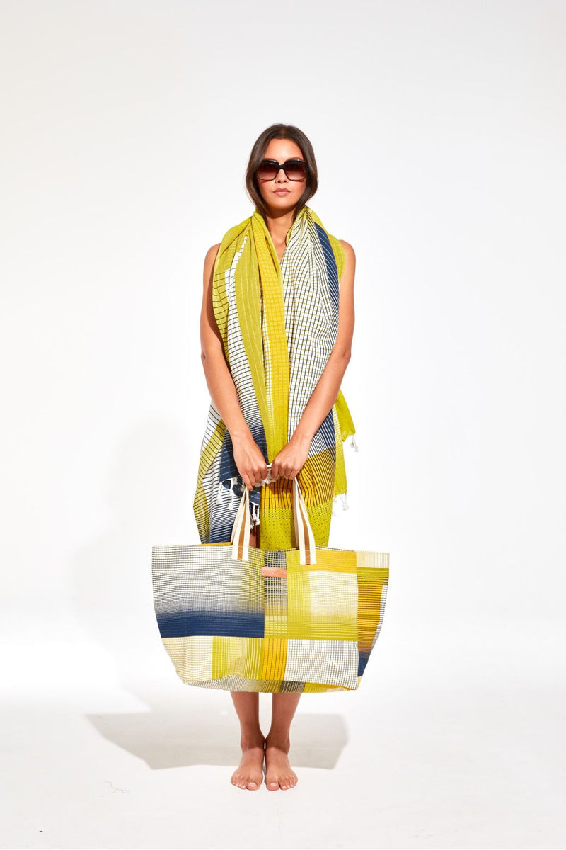 Ma Poesie Echo Lime Large Beach Towel or Throw