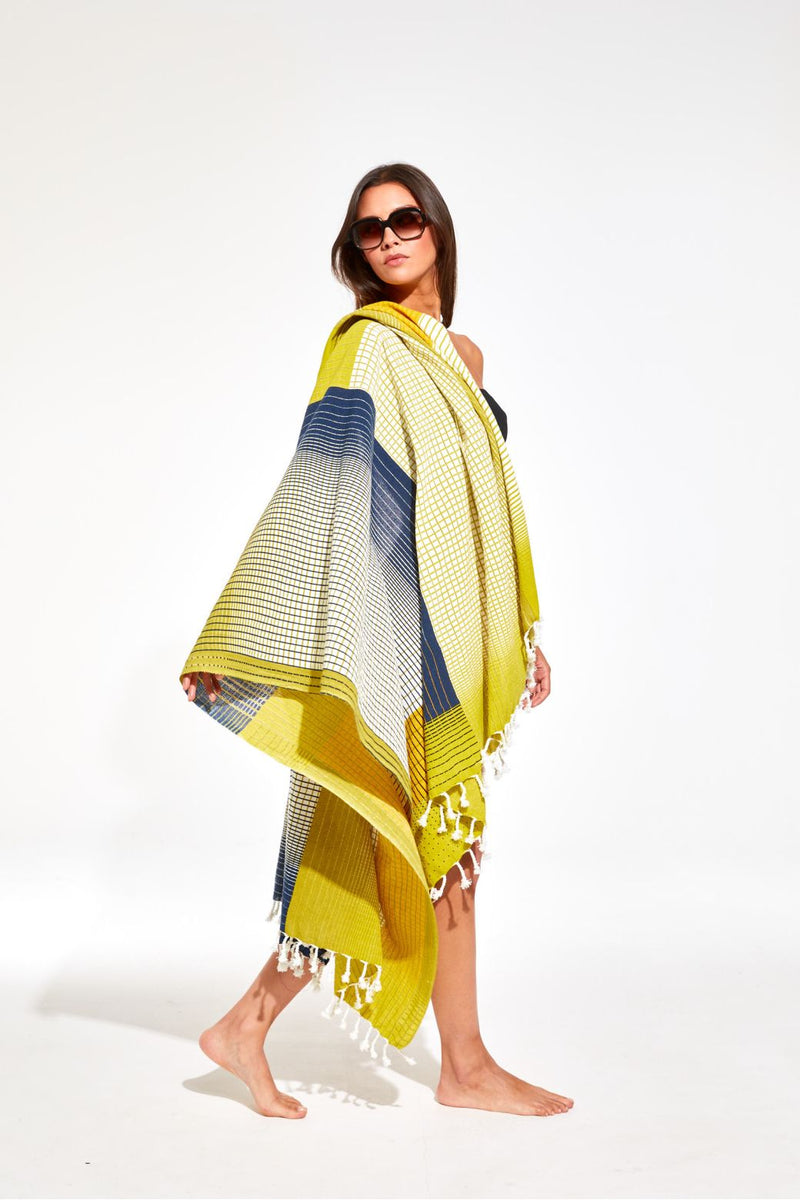 Ma Poesie Echo Lime Large Beach Towel or Throw