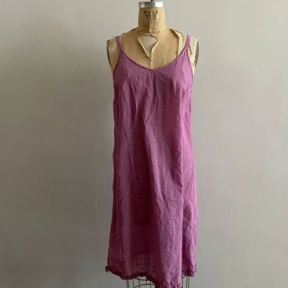 Cotton Slip Dress with Ruffle - Dusty Rose