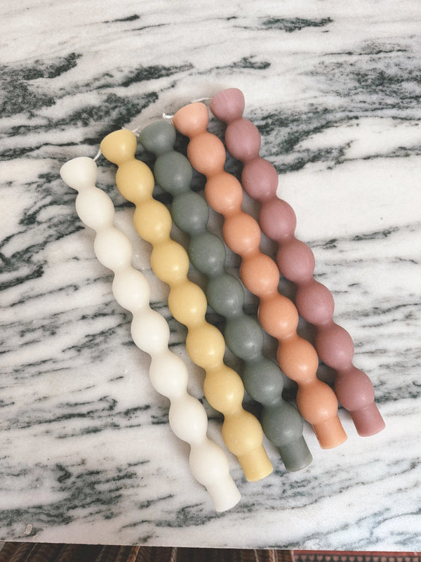 Tall Handmade Beeswax Candles - Wavy - Black