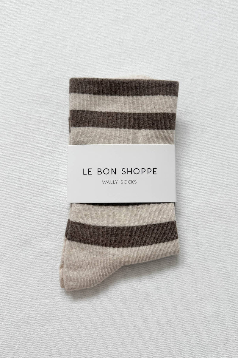 Wally Socks: Wide / Brown Stripe