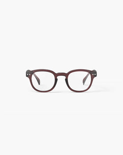 Brown eyeglasses on a white background