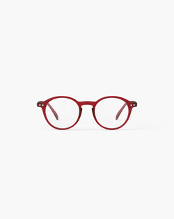 Red eyeglasses on a white background