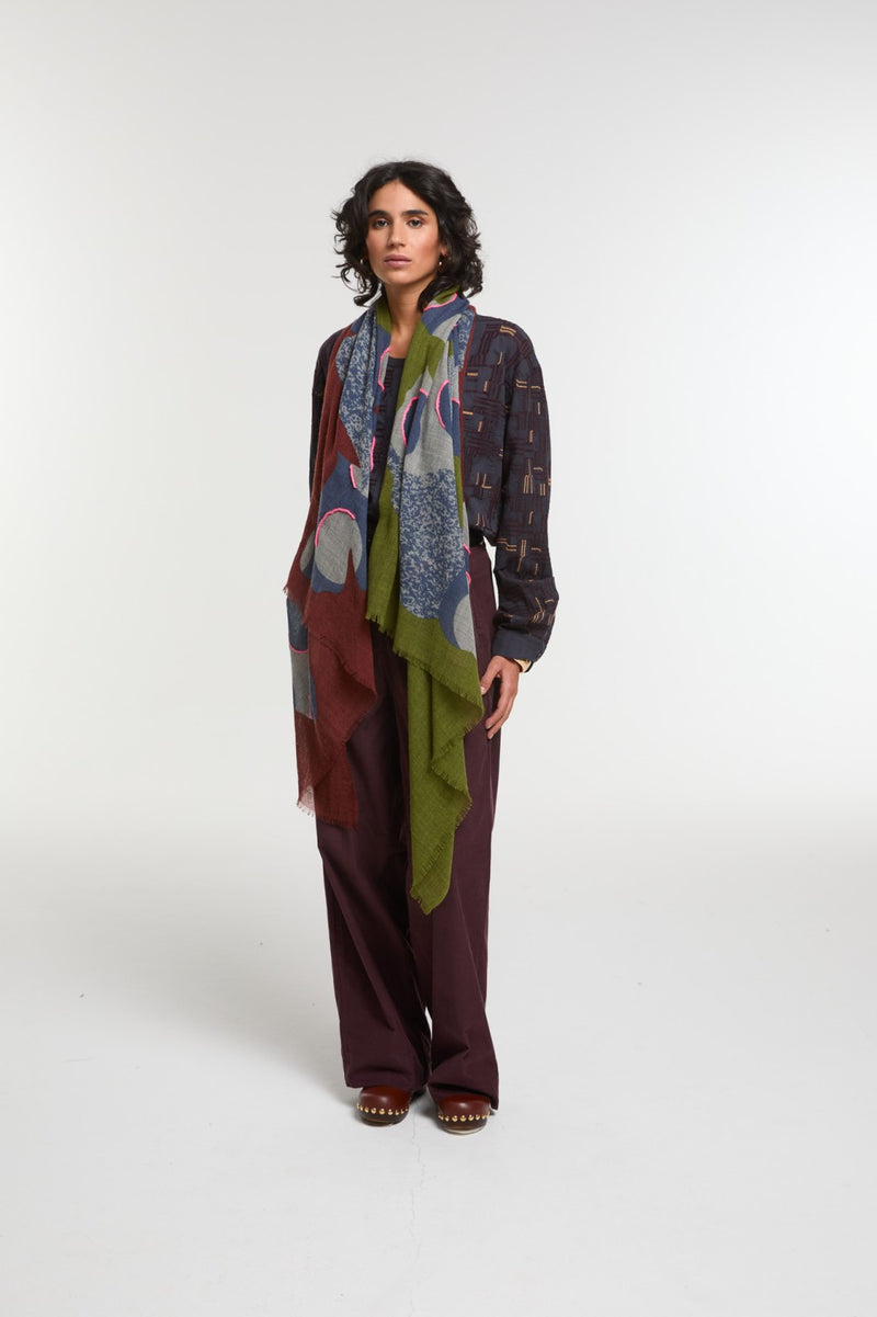 Ma Poesie Pink & Khaki Eternel Scarf