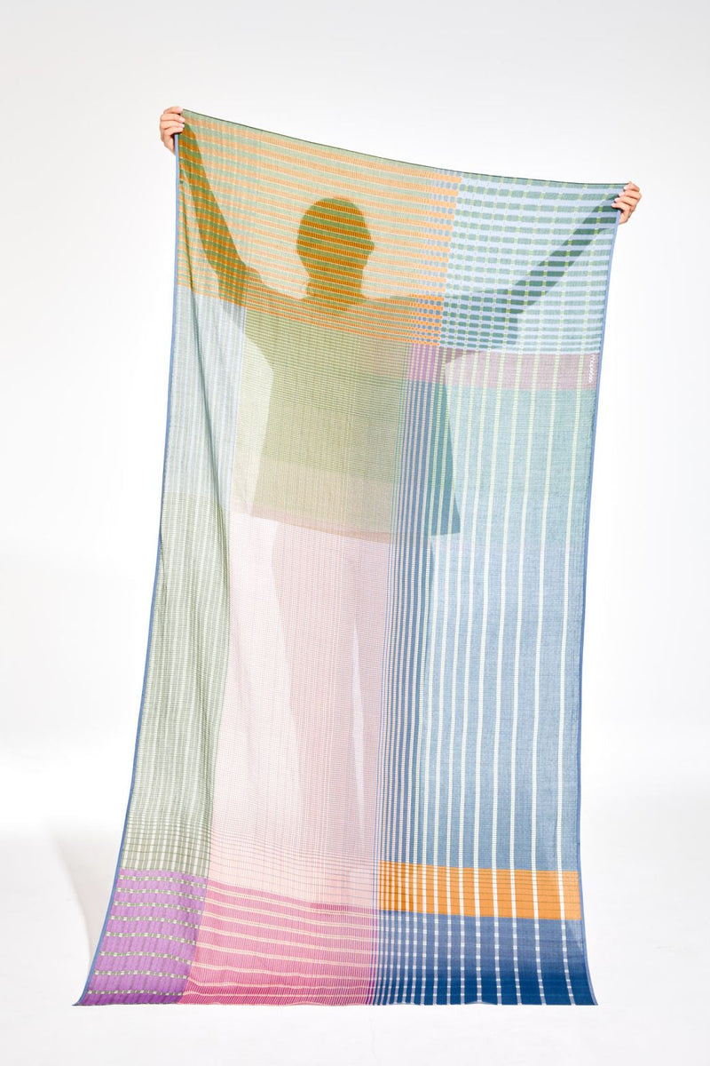 Ma Poesie Blue & Purple Cotton Scarf