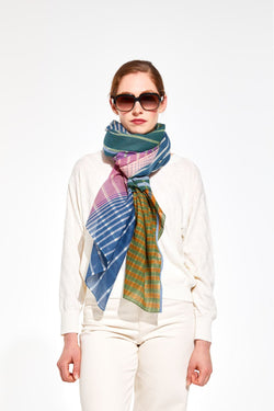 Ma Poesie Blue & Purple Cotton Scarf