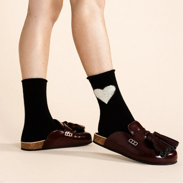 Love Cashmere Crew Socks - Black