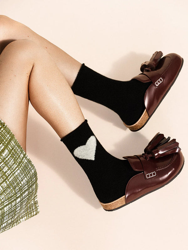 Love Cashmere Crew Socks - Black
