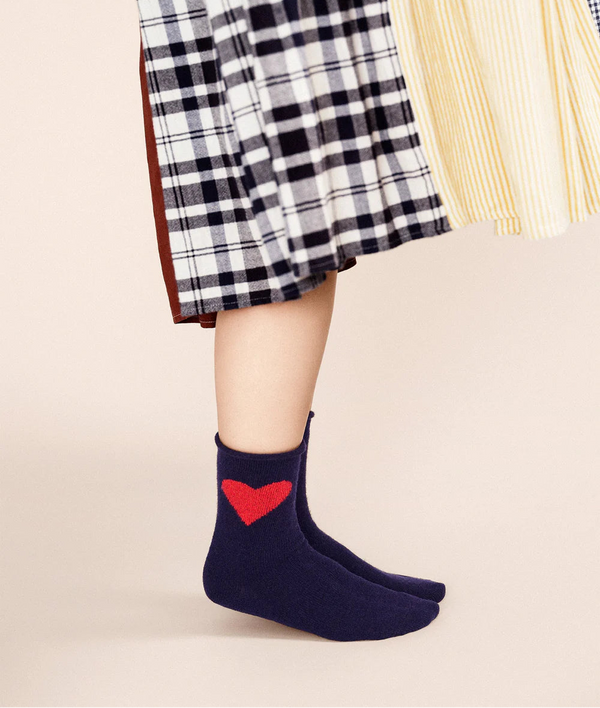 Love Cashmere Crew Socks - Navy