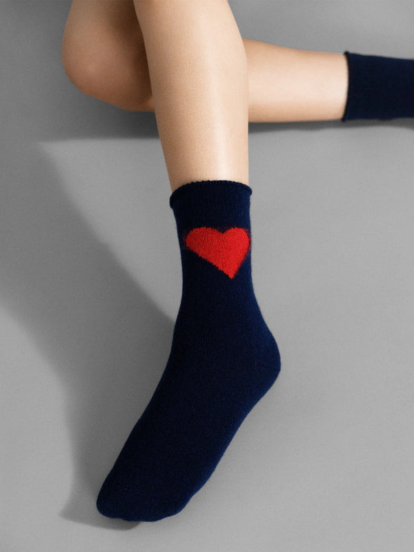 Love Cashmere Crew Socks - Navy