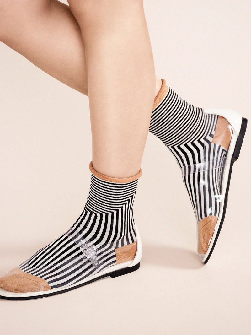 Hansel from Basel Corbusier Blue Black Stripe Crew Socks shop Boston sowa boutique gift store 