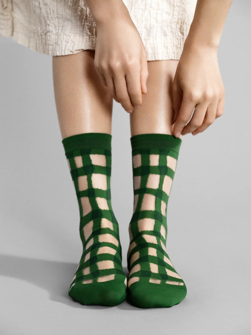 Googly Gingham Sheer Crew