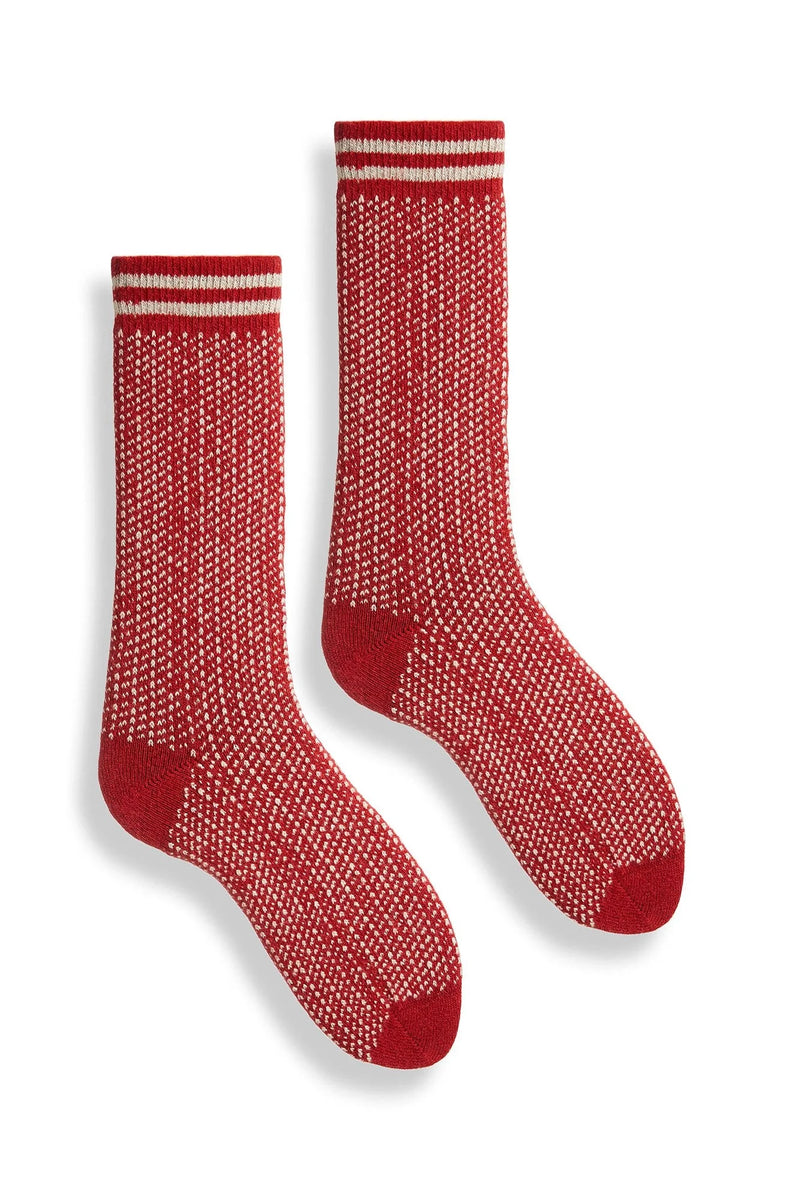 Men's Cashmere & Merino Wool Nordic Birdseye Socks - Red or Camel