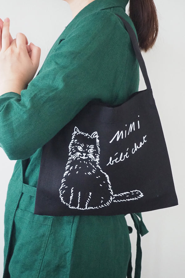 Small Linen Cat Tote