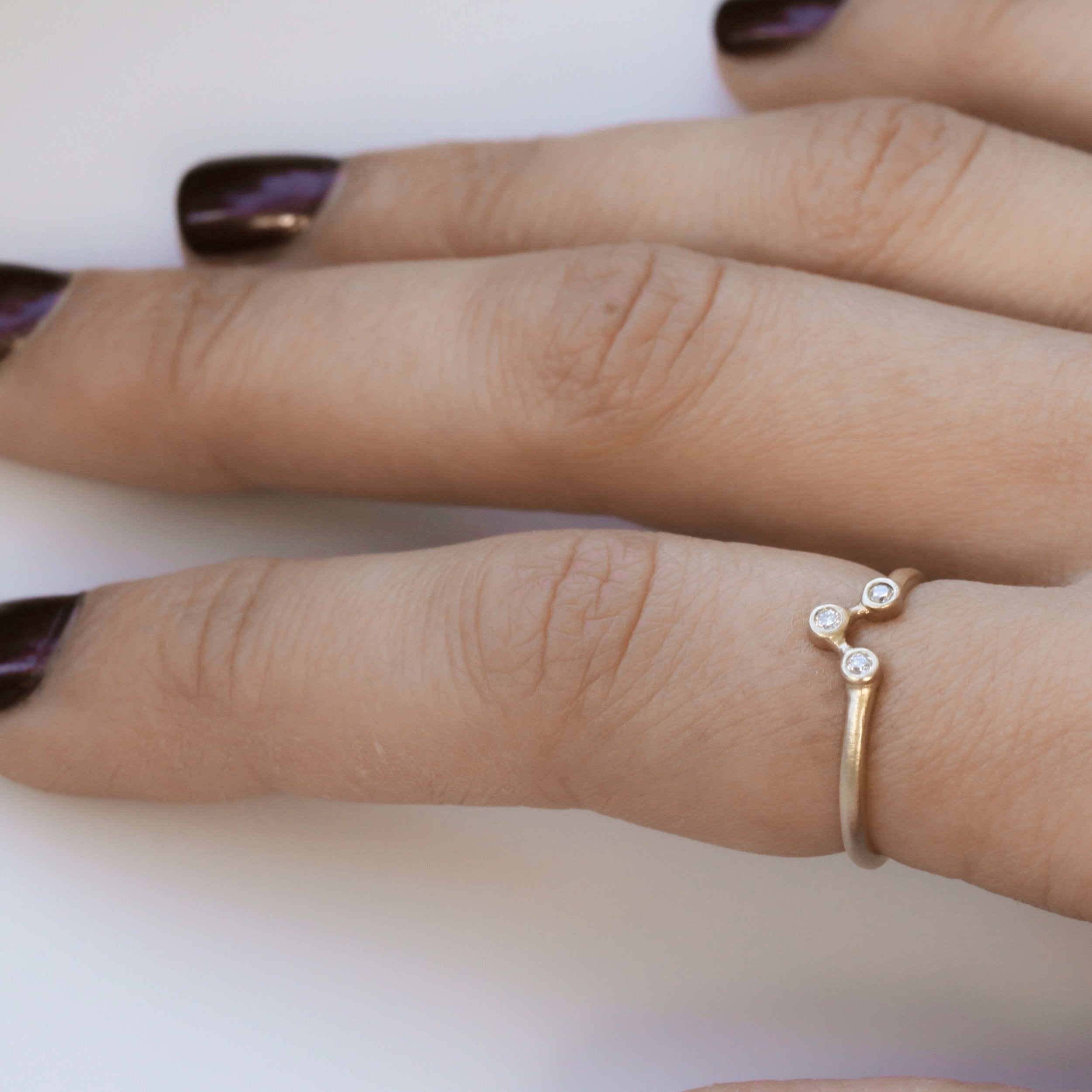 Modern Three Diamond Stacking Ring | Stitch and Tickle