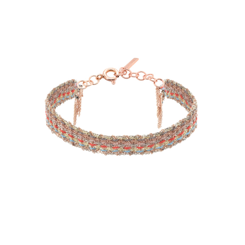 Multicolored beaded bracelet on a white background