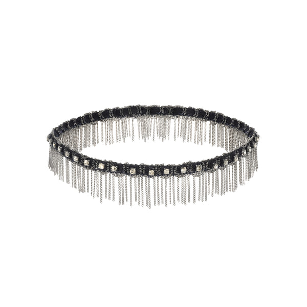 Black beaded bracelet necklace on a white background