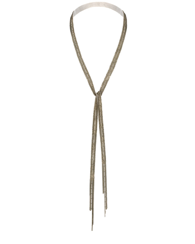 Marie Laure Chamorel long Scarf chain and ribbon necklace jewelry store sowa boston gift shop small business fashion boutique