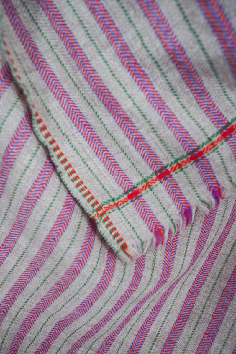 Moismont Plaid Laine 80 Green Tea textile throw blanket home decor stripe France India Handmade Woven Scarf Sowa Boutique Gift Store Shop Boston 