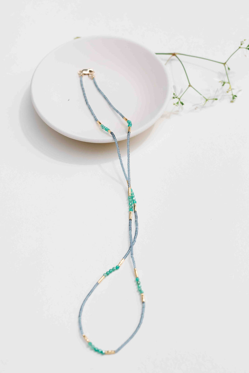 Green Onyx and Seed Bead Necklace