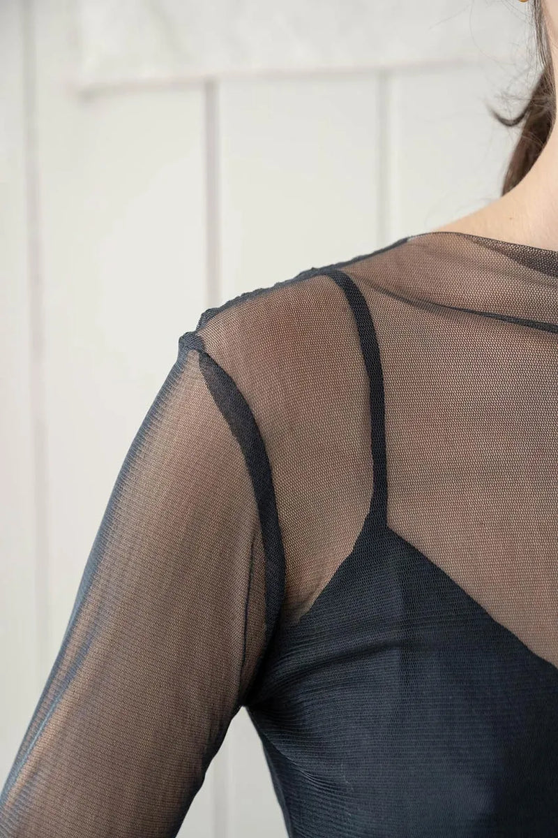 Slash Neck Mesh Long Sleeve sula boston boutique gift shop small business sowa 