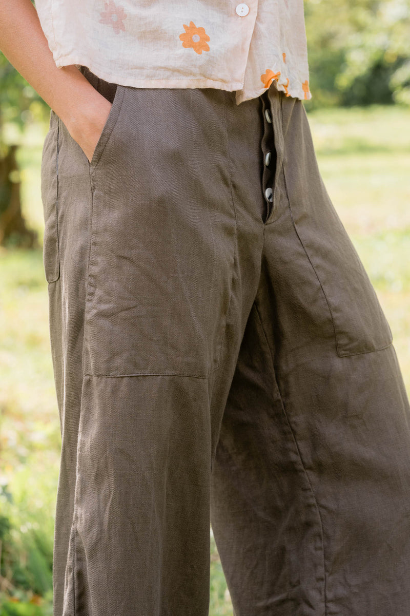 Linen Twill Flare Pants - Alabaster