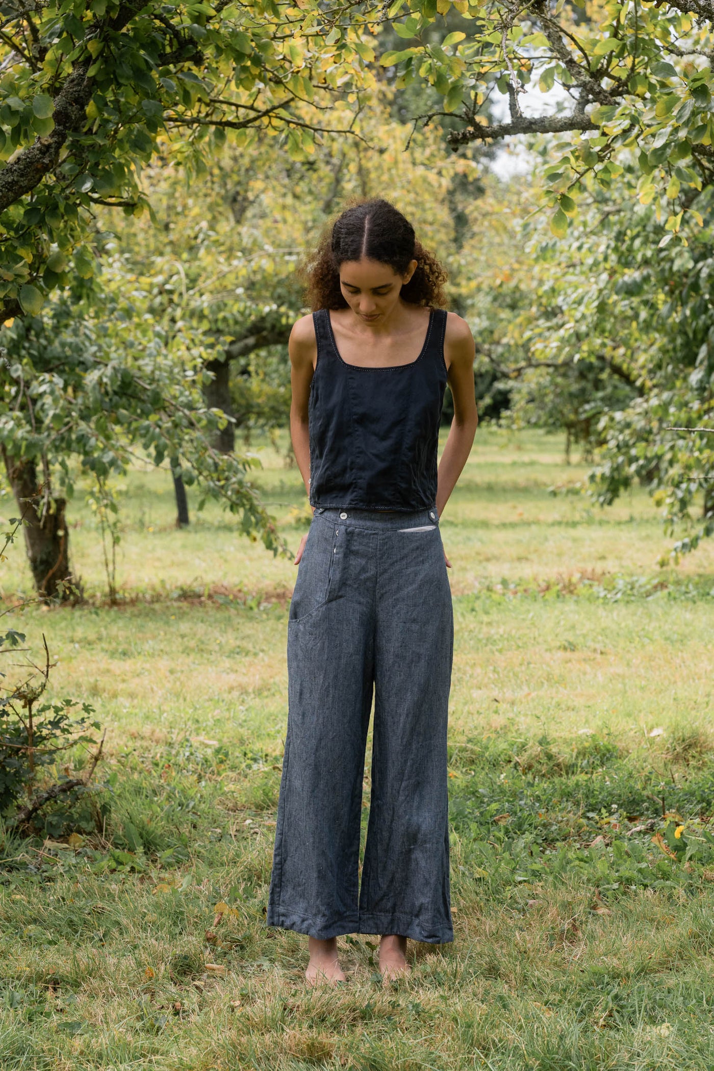 【BAON】Heine Side Pintuck Stitch Wide Denim Pants XL~ Linen Denim Hem Pants | Stitch & Tickle – Stitch and Tickle