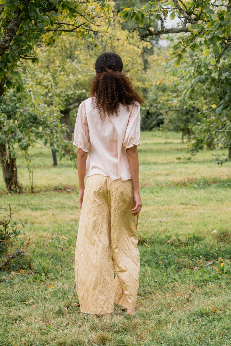 Sula tailored line trouser pants Italian cotton wide leg baggy loose drop crotch Small batch fashion apparel designer Boston boutique gift shop small business sowa 