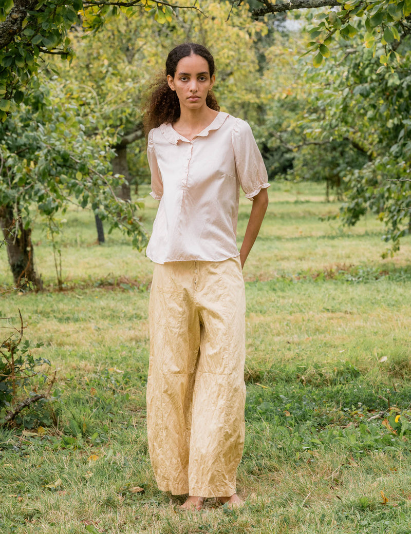 Sula tailored line trouser pants Italian cotton wide leg baggy loose drop crotch Small batch fashion apparel designer Boston boutique gift shop small business sowa 