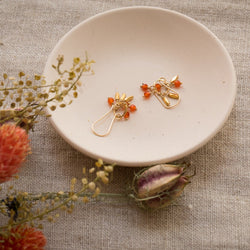 Carnelian and Gold Vermeil Beaded Earrings