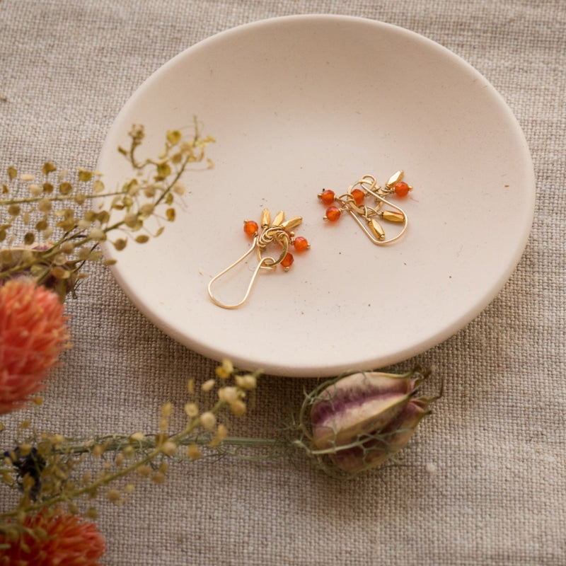 Carnelian and Gold Vermeil Beaded Earrings
