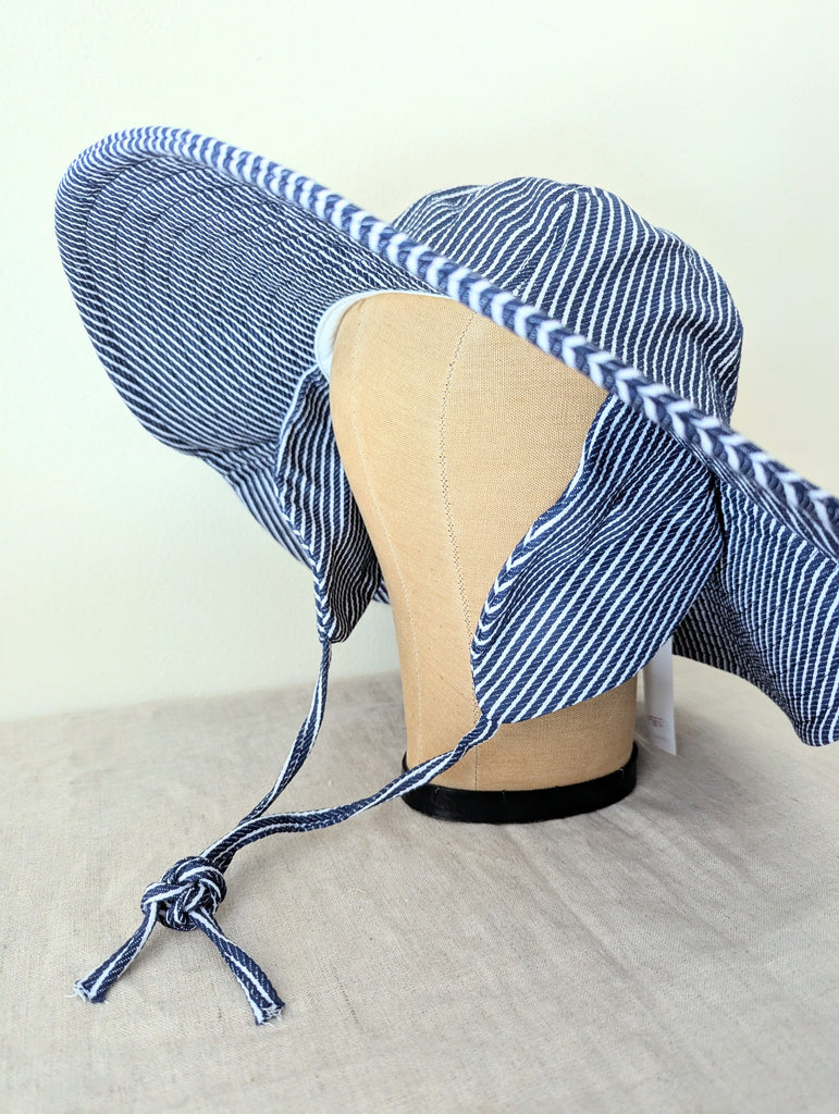 Hansel from Basel Striped Noona Sun Hat - Blue | Stitch and Tickle