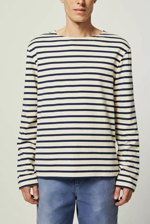 Le Mont Saint Michel French navy mens Breton striped cotton Thurin Long Sleeve T-shirt  mariniere top Sowa Boston gift shop fashion boutique store