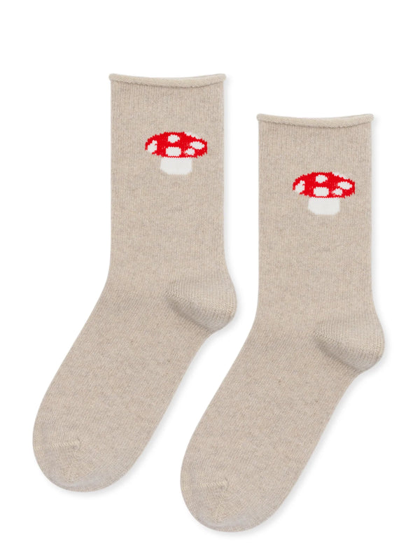 Hansel from Basel Mushroom Cashmere Crew Socks. Boston shop sowa gift store small business boutique