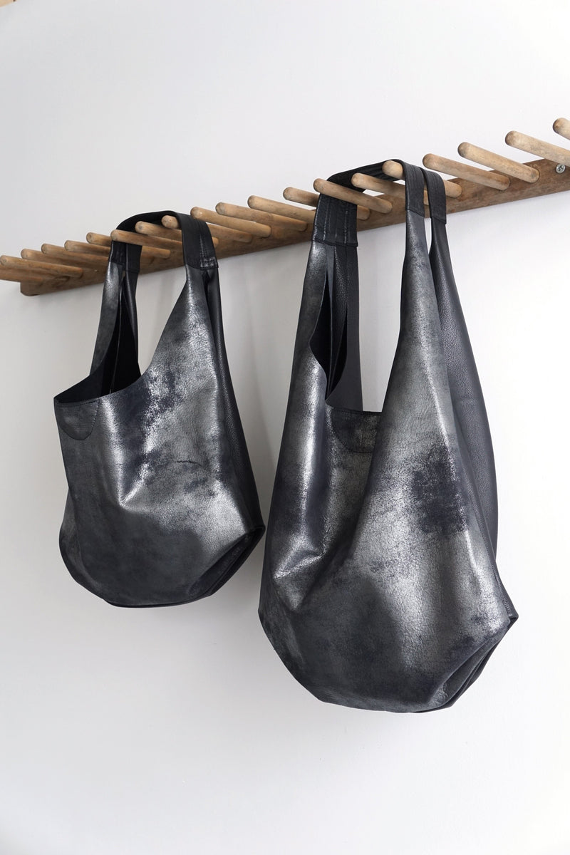 Slouch Bag - Distressed Black Leather - 2 sizes - Price from