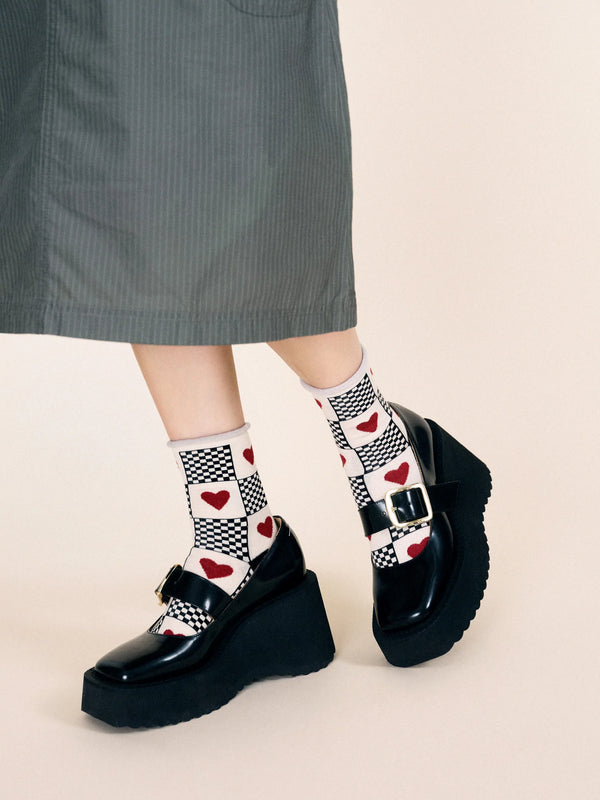 Millie Heart Crew Milk Socks