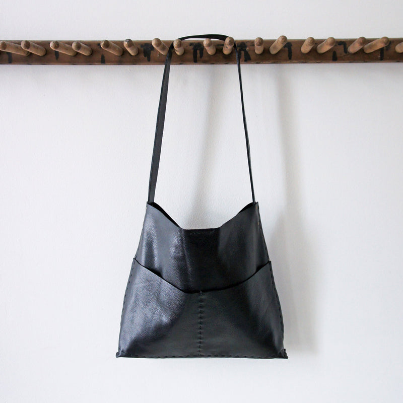 Alma Black Leather Purse + Strap