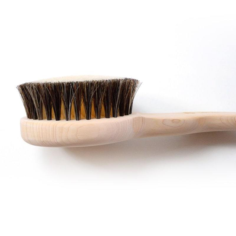 Shoji Works Japanese Body Brush with Wood Handle Stitch and Tickle