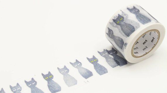 Wide Japanese Washi Tape - Black Cats