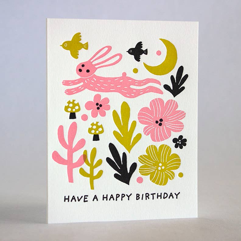Fugu Fugu Letterpress Greeting Card notecard Boston Gift Shop Sowa Gift Store Independent Boutique happy birthday rabbit illustrated