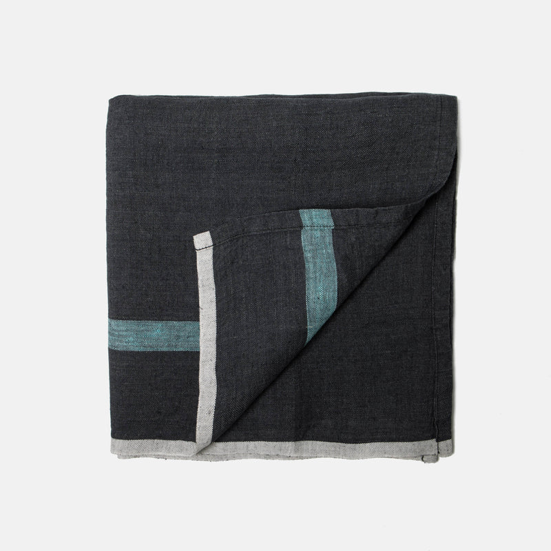 Laundered Linen Charcoal / Aqua Napkins 20x20 - Set of 4