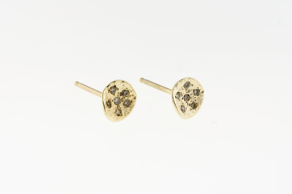 Ariko Jewelry Gold Round Studs with Brown Diamonds