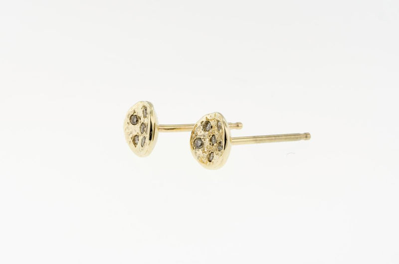 Ariko Jewelry Gold Round Studs with Brown Diamonds