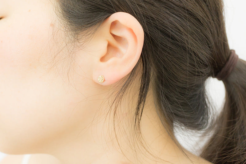 Ariko Jewelry Gold Round Studs with Brown Diamonds
