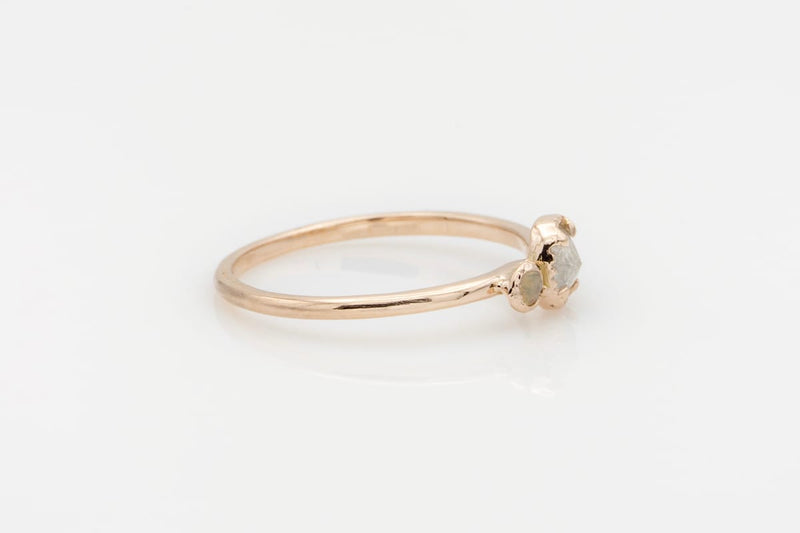 Ariko Jewelry 14k rose gold one of a kind ring 0.22ct rose cut grey diamond opals  Made in Brooklyn shop Boston