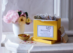 Bellocq Tea Atelier herbal blends sample box Le Hammeau, Little Dickens, Pic du Midi,  Nocturne, Corazon de Cien Fuegos